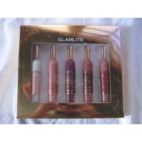 NEW GLAMLITE Happy Hour Lip Set of 5 shades/colors Lip gloss Drinks Full Size - Picture 1 of 2